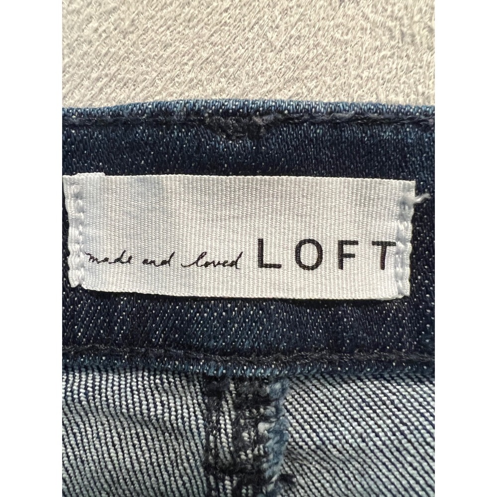 LOFT The Kick Crop Jeans Womens 29/8P Blue Dark Wash Button Fly High Rise Denim - Picture 7 of 11